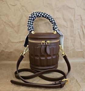 Crossbody Bucket Purse Scarf On Handle W/Adjustable Strap Zip-around
